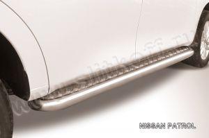 Подножки с листом, лист алюминий черный, окантовка нержавейка диам.76мм, для авто Nissan Patrol Y62 2010-